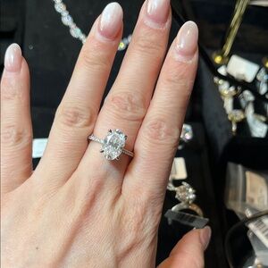 Classic Oval Halo Diamond Engagement Ring in Silver